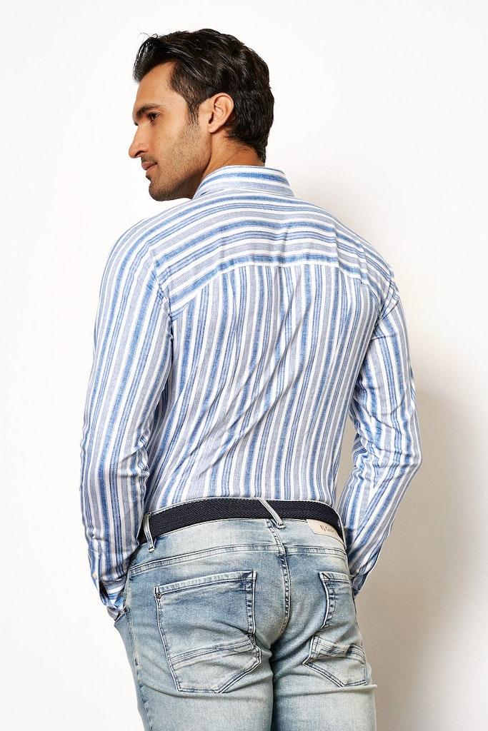 556 linen stripes denim;12