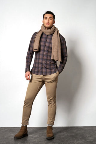 620 khaki violet check;4