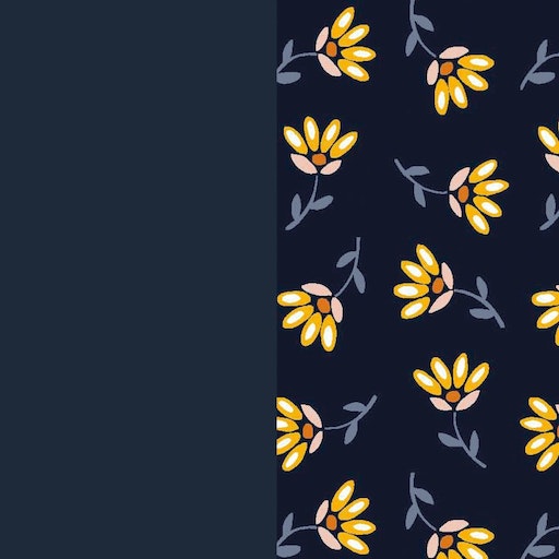 057 navy & yellow flowers;12