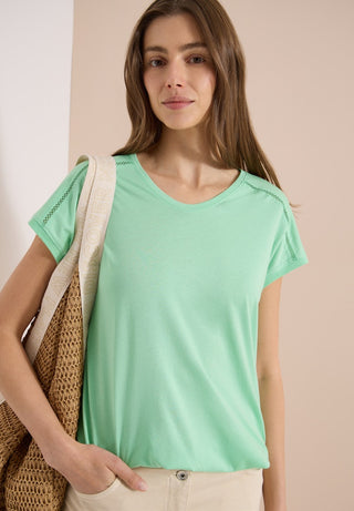 Cecil / Da.Shirt, Polo / NOS Solid Lace Shoulder T-Shir