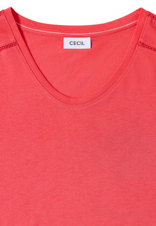Cecil / Da.Shirt, Polo / NOS Solid Lace Shoulder T-Shir