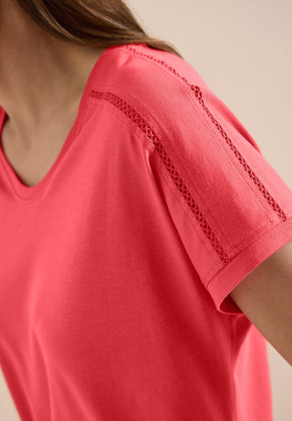 Cecil / Da.Shirt, Polo / NOS Solid Lace Shoulder T-Shir