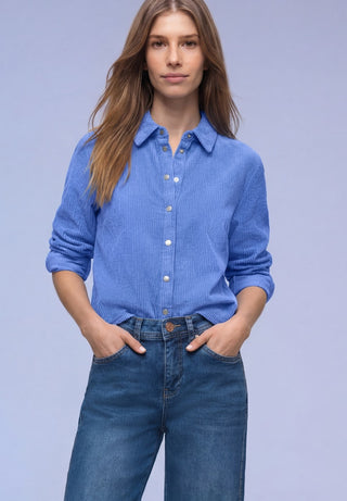 STREET ONE / Da. Bluse / QR Corduroy shirtcollar blouse